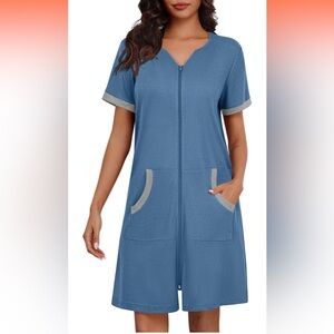 Housecoat with zipper and short sleeves size M